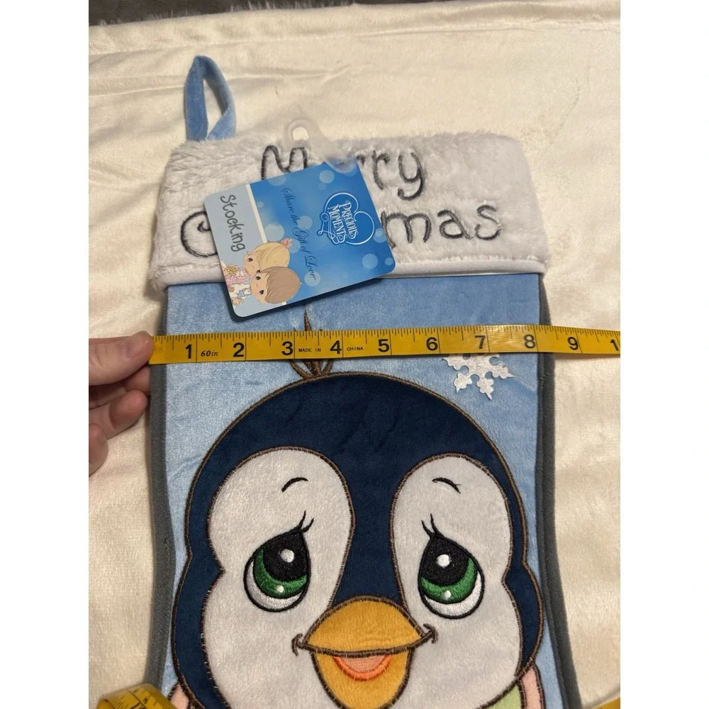 Precious Moments‎ Penguin Merry Christmas Stocking Blue White 2016 19
